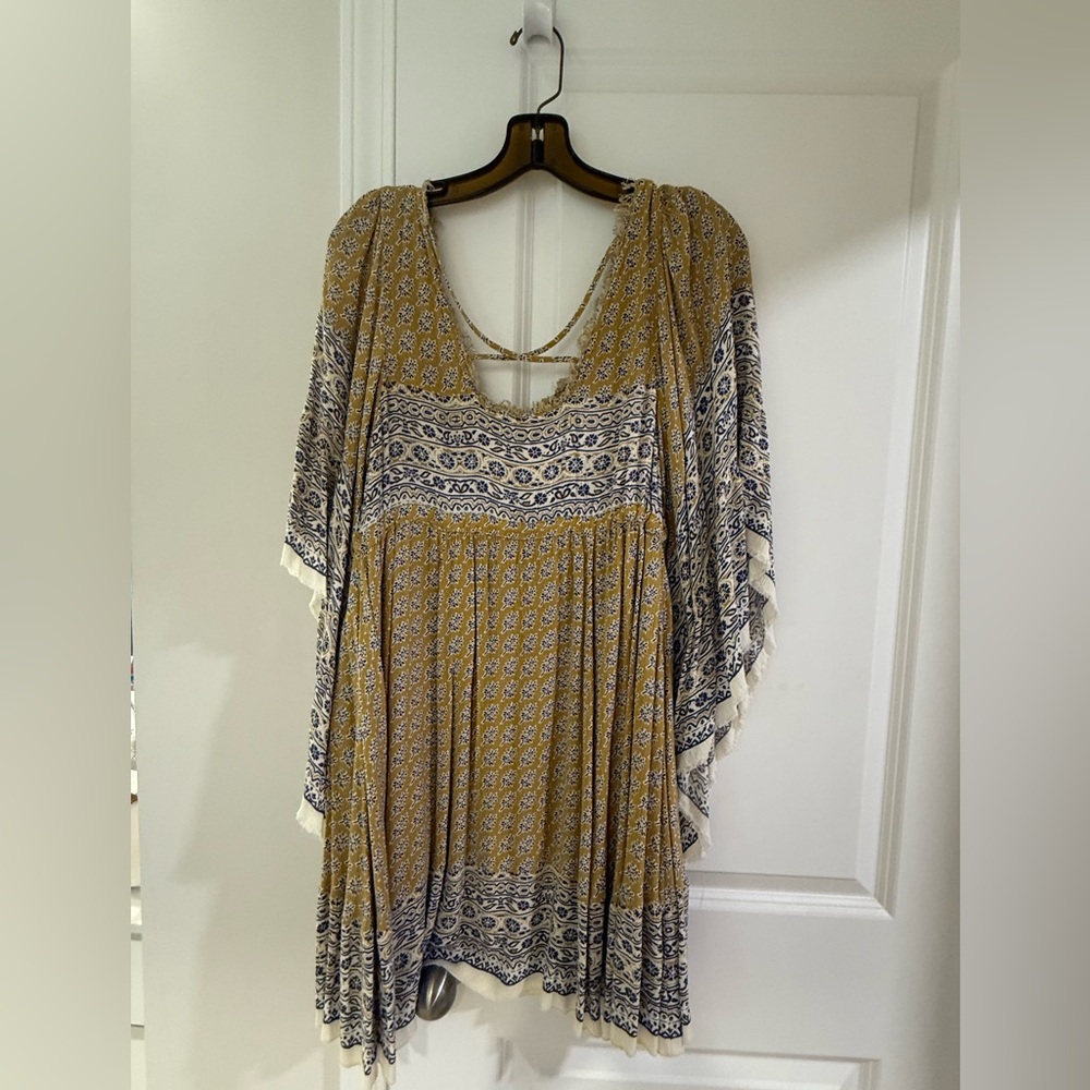 Free People Yellow and Blue Mini Dress - Picture 4 of 5
